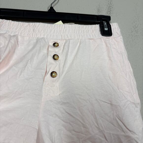 Donni Womens Small Henley Shorts Peony Light Pink Cotton Elastic Waist - Picture 5 of 9